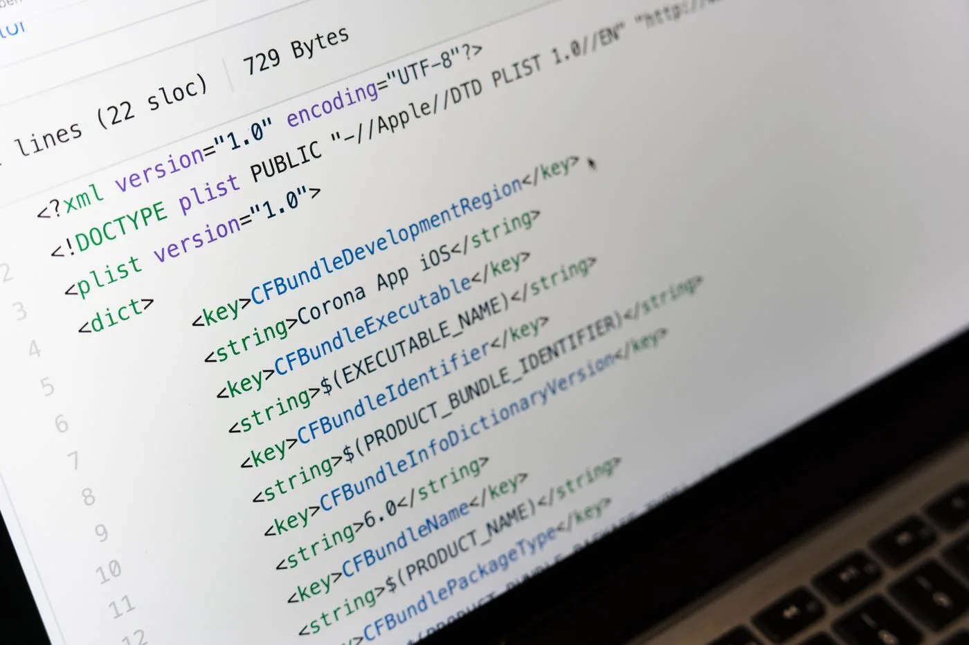 XML-Code auf einem Computerbildschirm